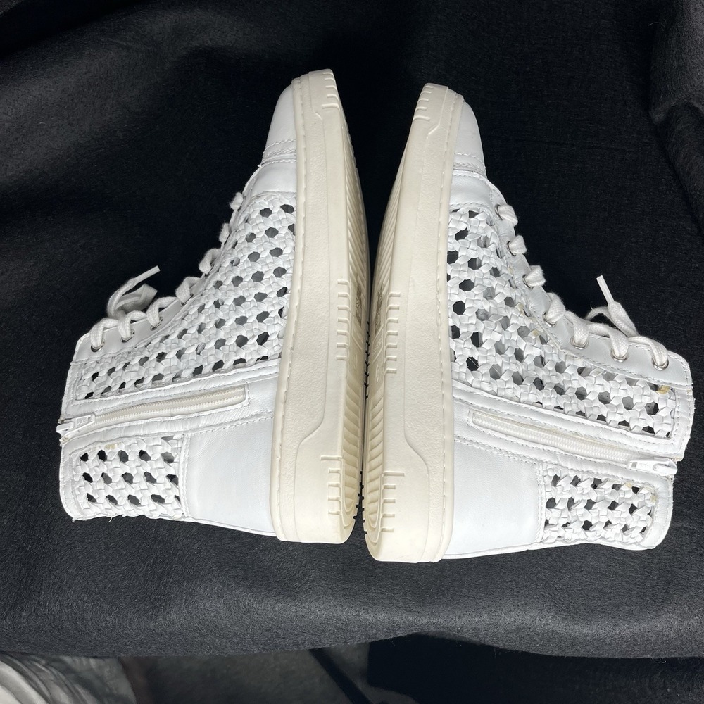 Free People Hayes High Top Sneakers Lace Up Side Zip Woven Ivory White 8.5 - Picture 8 of 12
